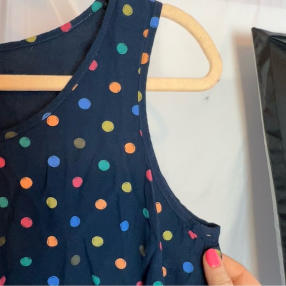 J. Jill Navy Blue and Colorful Polka Dot Tank Blouse, size Medium Petite - Picture 6 of 7